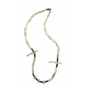 Heishi Shell Mother Of Pearl Turquoise Carved Birds Fetish Zuni Necklace 15” Vtg